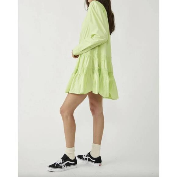 NWT Free People Billie Mini Dress Lime Glo‎ | Size L - Picture 3 of 5